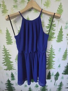 by & by Royal Blue Spaghetti Strap Halter Dress